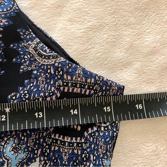 Lush. Faux Wrap High Low Maxi Dress. Blue and Pink Pattern. Small - Picture 12 of 15